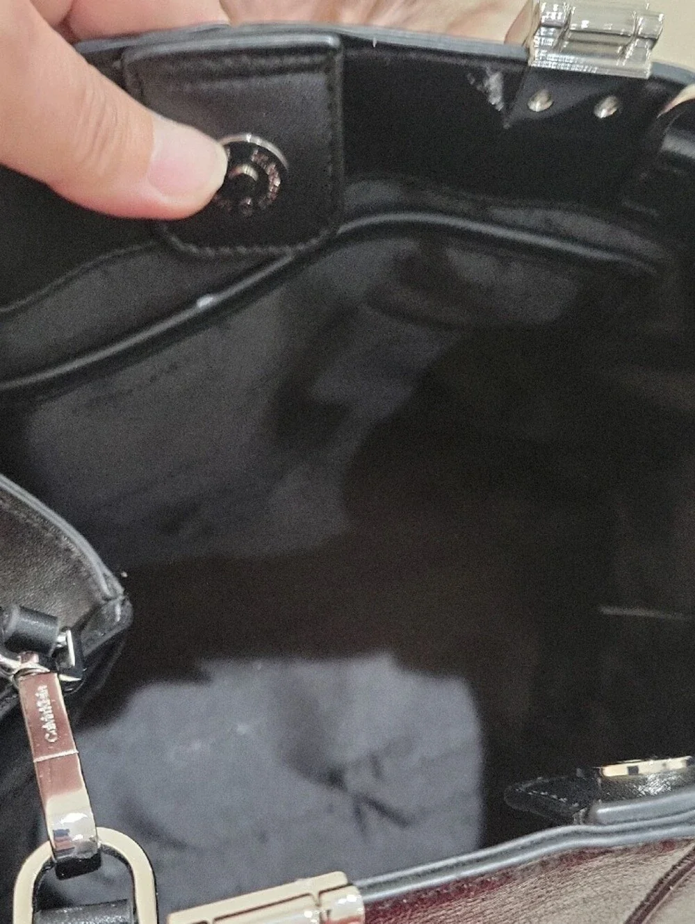 Calvin Klein Black Leather Structured Top-Handle Satchel